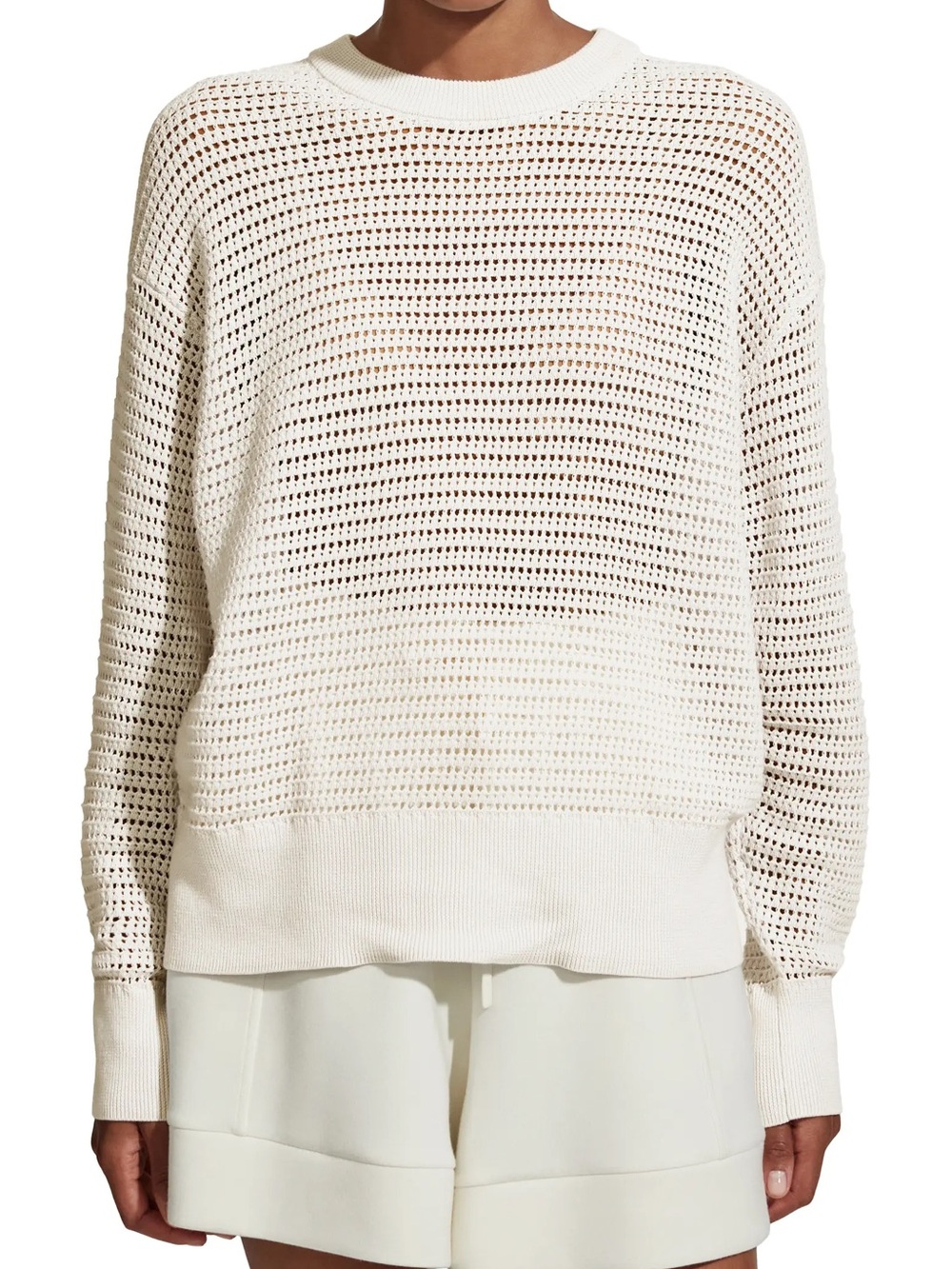 Varley Kershaw Open Knit Sweater Egret 100% Cotton